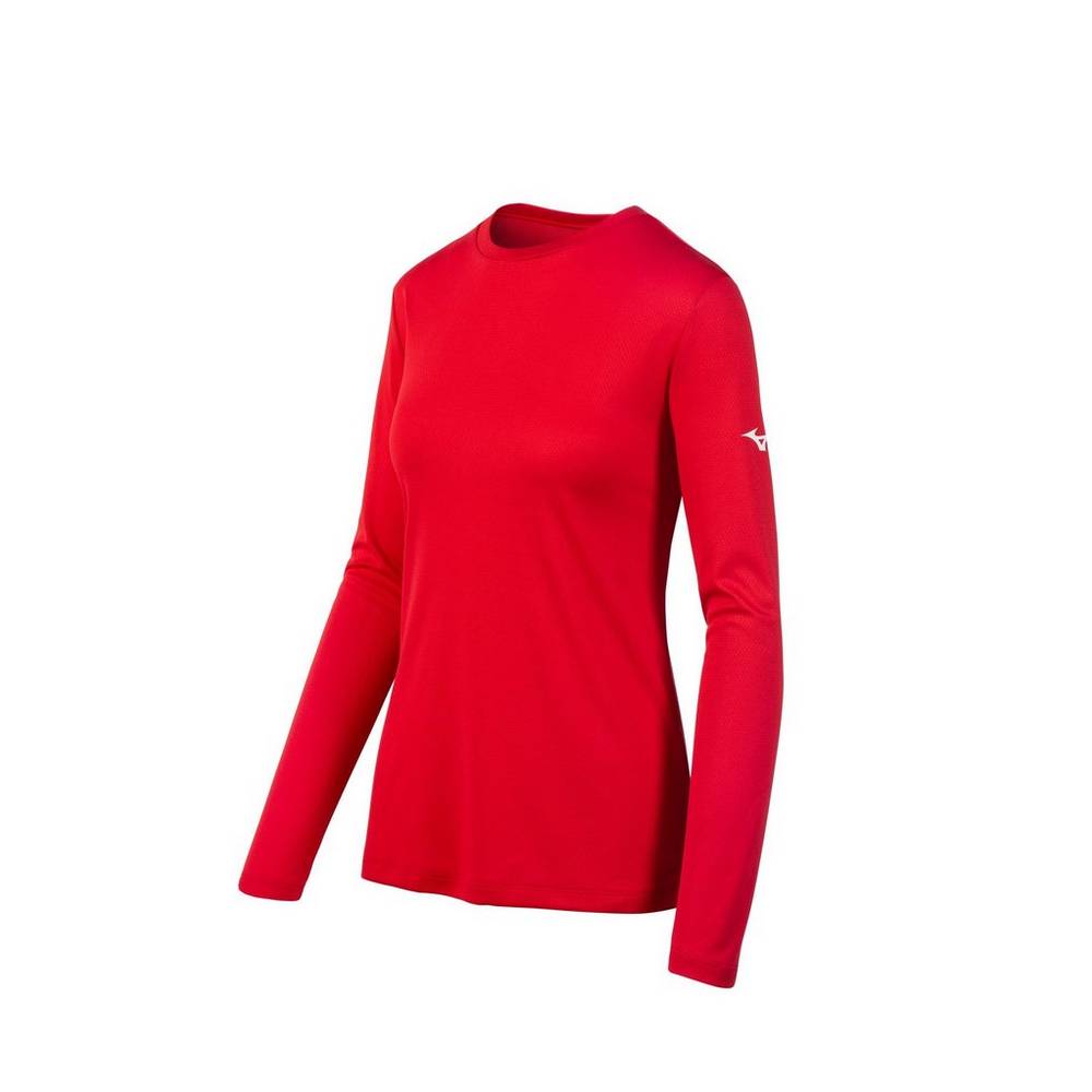 Camisetas Mizuno Long Sleeve Para Mujer Rojos 3145627-JK